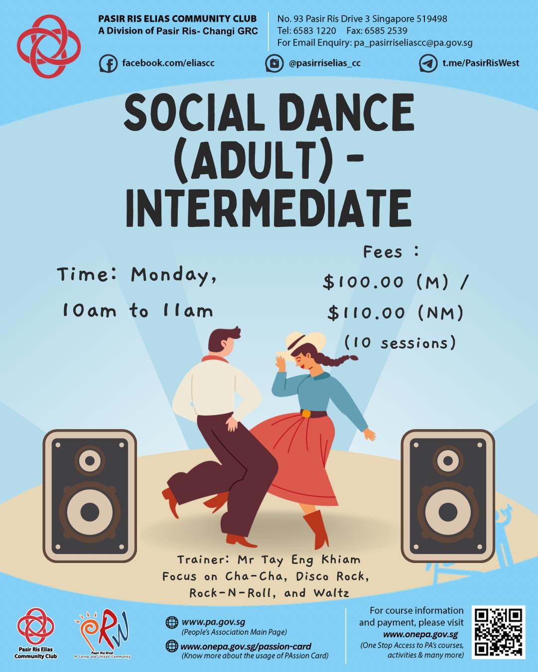 Adults enjoying a social dance class, practicing steps with partners.