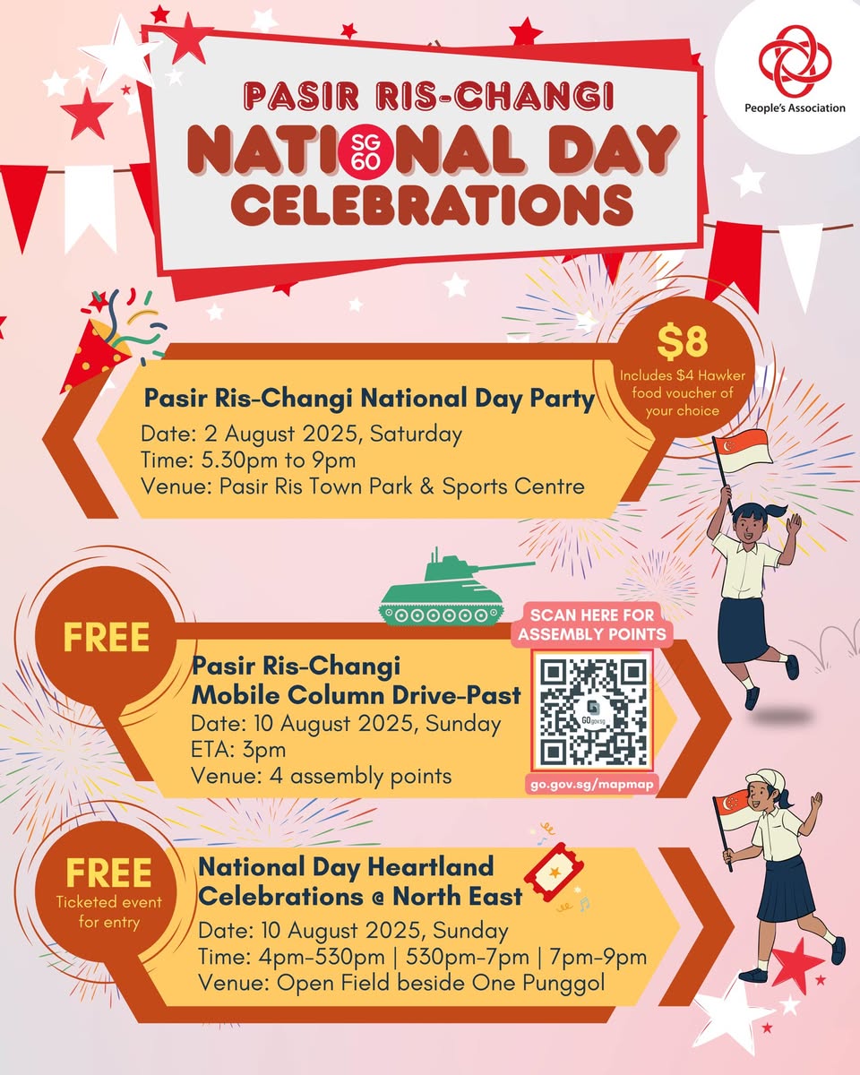 National Day celebration banner for Pasir Ris-Changi events
