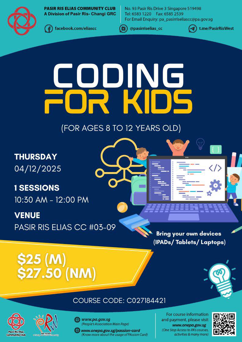 A child happily engaged in a coding activity on a computer, with colorful blocks or code snippets visible.