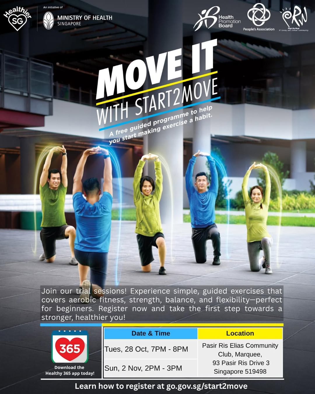 Participants engaged in a Start2Move fitness session