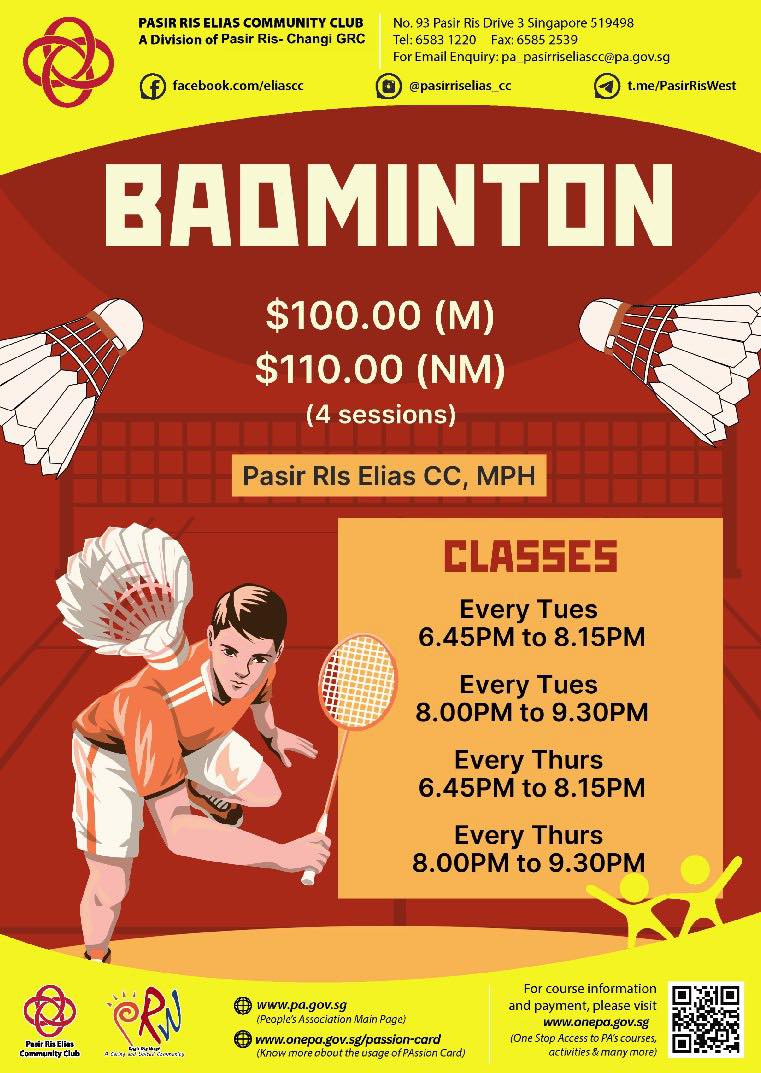 A group of people playing badminton on a bright court, showcasing active participation and fun.