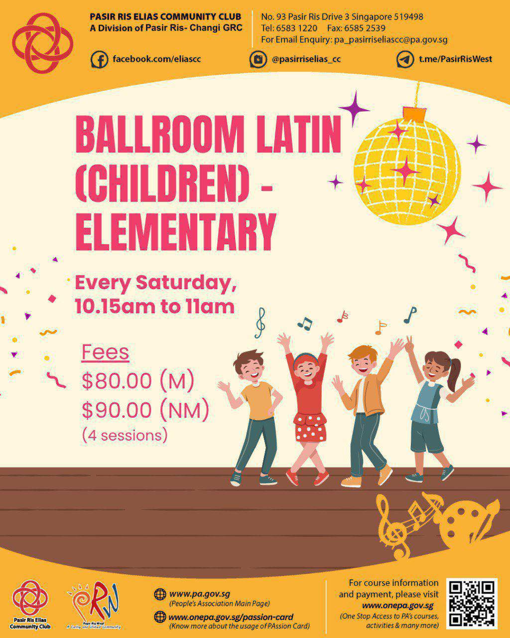 Children learning Latin dance moves in a community classroom