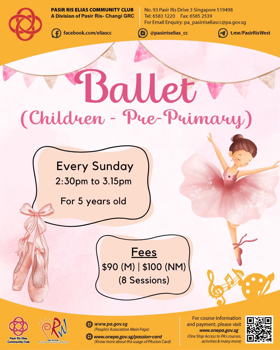 Pre-Primary Ballet for Kids at Pasir Ris Elias CC