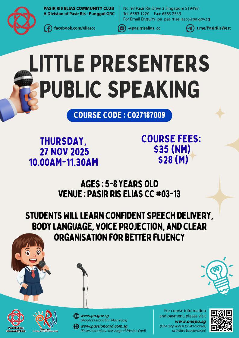 Children confidently presenting in a group, representing the 'Little Presenters' program.